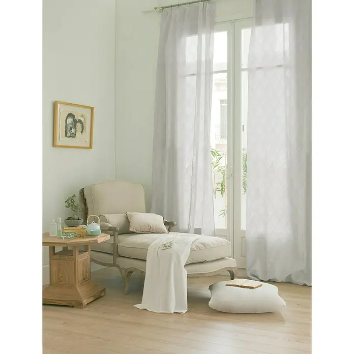 Cortina con ollaos Arty - An x Al: 140 x 250 cm, Crudo