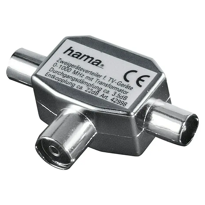 Hama Verteiler - Koax-Stecker, Koax-Kupplung, Geeignet für: Kabelfernsehen - Vorderansicht