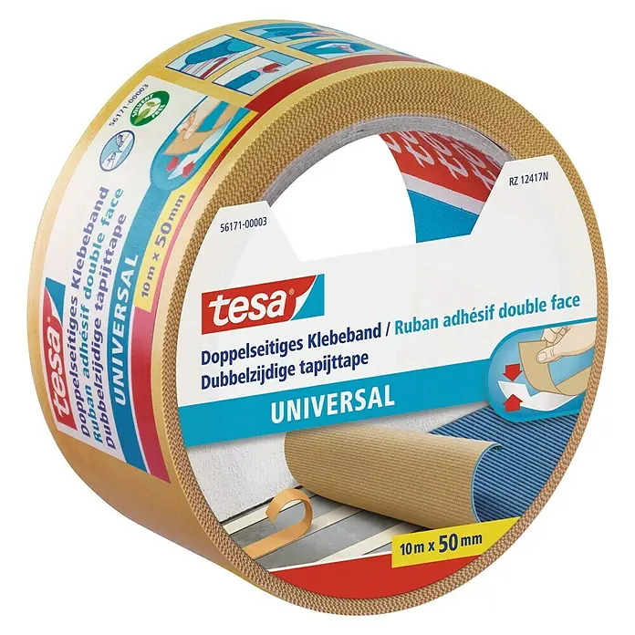 Tesa Doppelseitiges Klebeband Universal - 10 m x 50 mm - Linke Seitenansicht