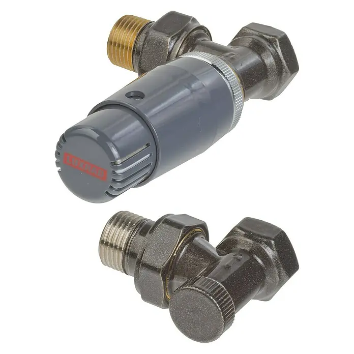 Thermostatventil-Set - ½″, Eck, Graphit
