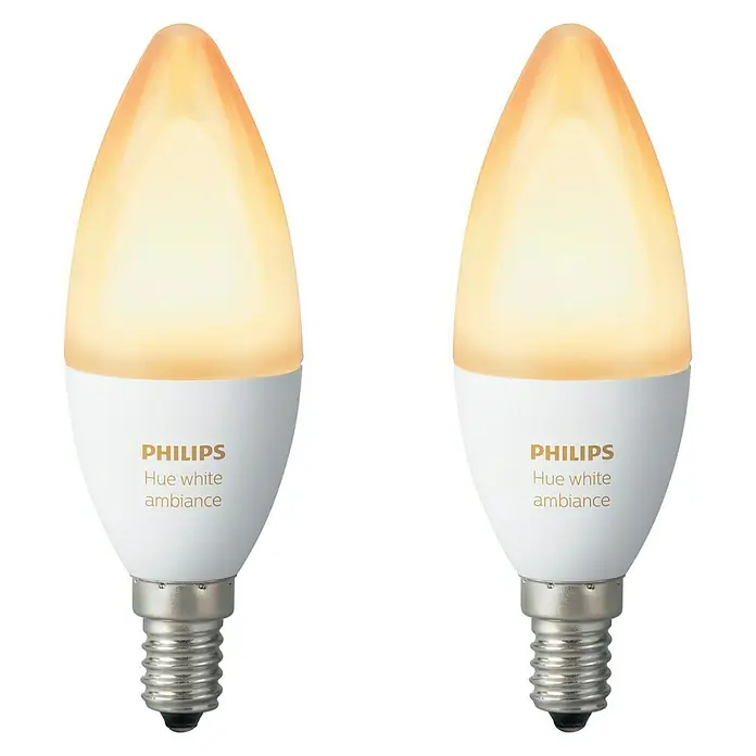Philips Hue LED žarulja White Ambiance - E14, 5,2 W, 470 lm, Podesiva temperatura boje, 2 kom - Pogled sprijeda