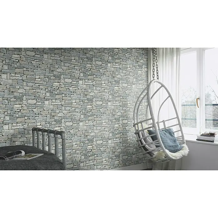 Rasch Vliestapete - Grau, Steinoptik, Feine Struktur, 10,05 x 0,53 m