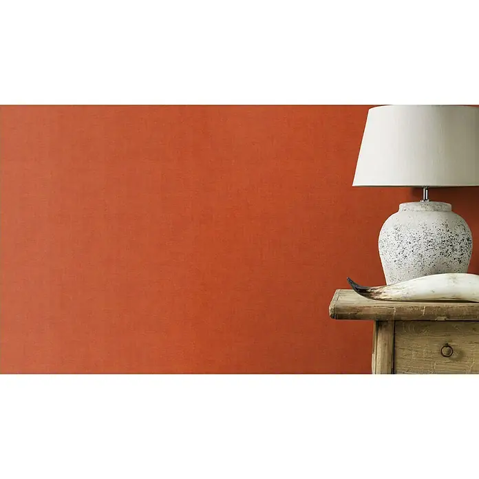 Rasch Vliestapete - Orange, Lebendige Struktur, Uni, 10,05 x 0,53 m