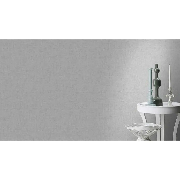 Rasch Vliestapete - Grau, Lebendige Struktur, Uni, 10,05 x 0,53 m