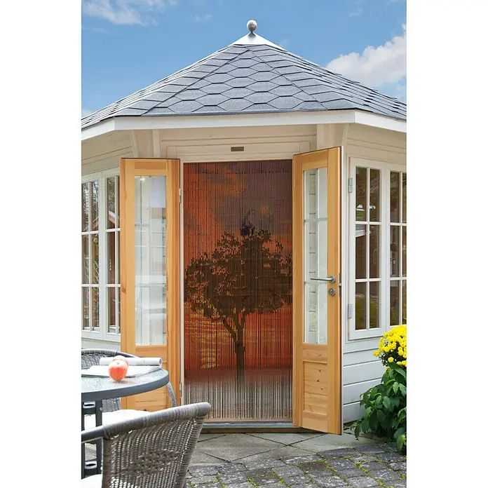 Conacord Perlenvorhang Sunrise - Rot/Orange/Schwarz, 90 x 200 cm, Bambusstäbchen - Stimmungsaufnahme
