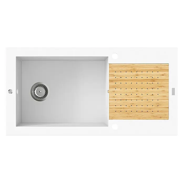 Carea Einbauspüle Eole - 98 x 50 cm, Warmluft-Trocknungsgebläse, CAREAlith®, Weiß - Ansicht von oben