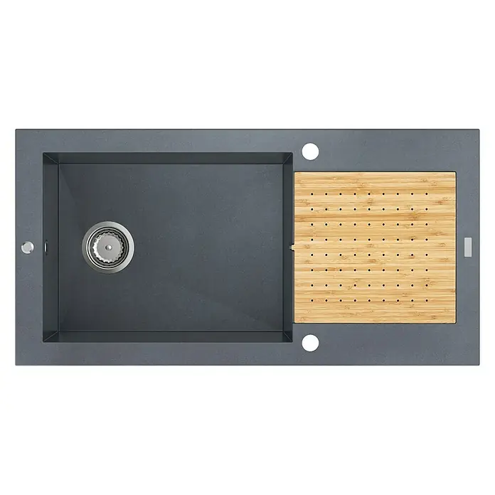 Carea Einbauspüle Eole - 98 x 50 cm, Warmluft-Trocknungsgebläse, CAREAlith®, Betongrau - Ansicht von oben