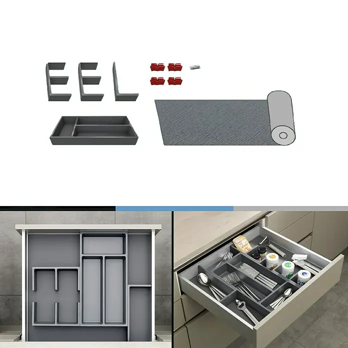 essensa Schubladeneinsatz-Set Connect - Kunststoff, Dunkelgrau - Ansicht von oben