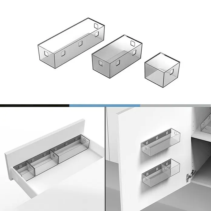 essensa Aufbewahrungsbox-Set Boxx - 3 -tlg., Kunststoff, Graphit/Transluzent - Linke Seitenansicht