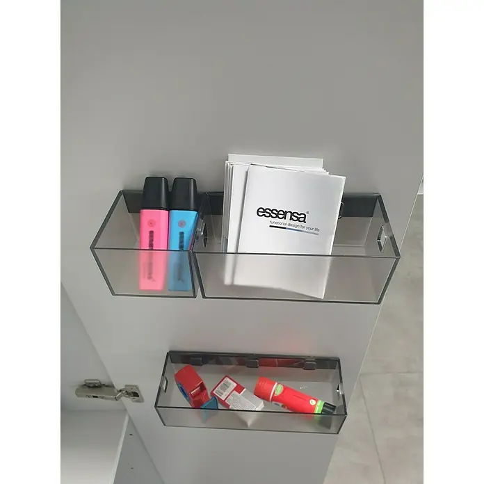 essensa Aufbewahrungsbox-Set Boxx - 3 -tlg., Kunststoff, Graphit/Transluzent - Vorderansicht
