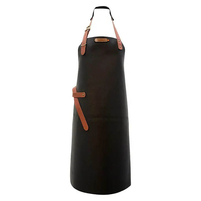 Xapron Grillschürze Kansas - Leder, Schwarz, L x B: 82 x 60 cm - Vorderansicht