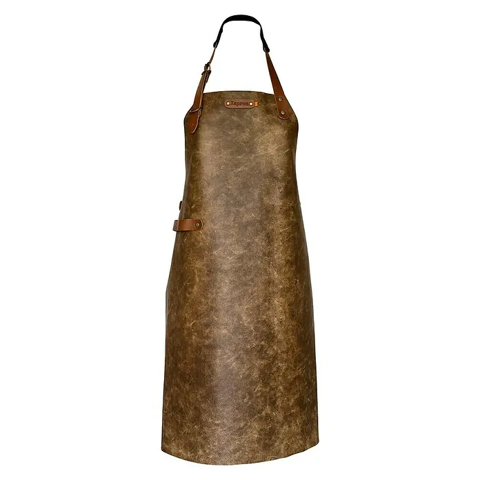 Xapron Grillschürze Atlanta - Leder, Dunkelbraun, L x B: 82 x 60 cm - Vorderansicht