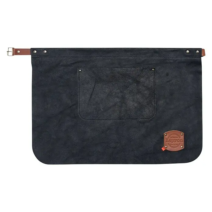 Xapron Grillschürze Kansas kurz - Leder, Schwarz, L x B: 60 x 40 cm - Vorderansicht