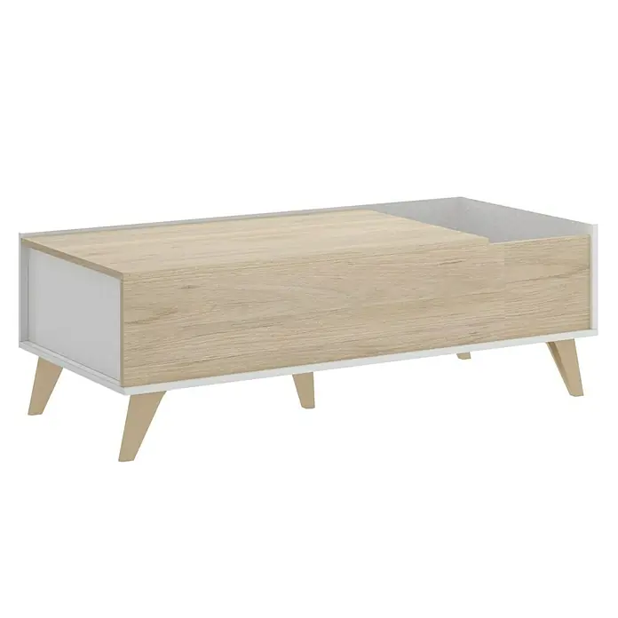 Mesa de centro Ness - L x An x Al: 60 x 99 x 41 cm, Natural/Blanco
