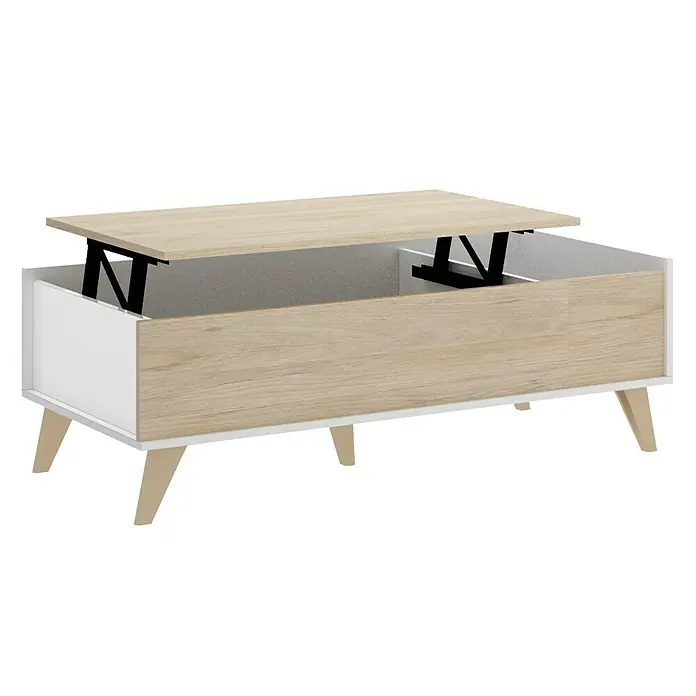 Mesa de centro Ness - L x An x Al: 60 x 99 x 41 cm, Natural/Blanco