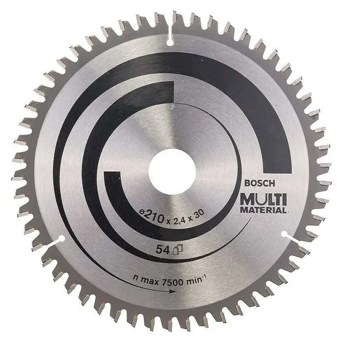 Bosch Kreissägeblatt Multi Material - Durchmesser: 210 mm, Bohrung: 30 mm, 54 Zähne - Vorderansicht
