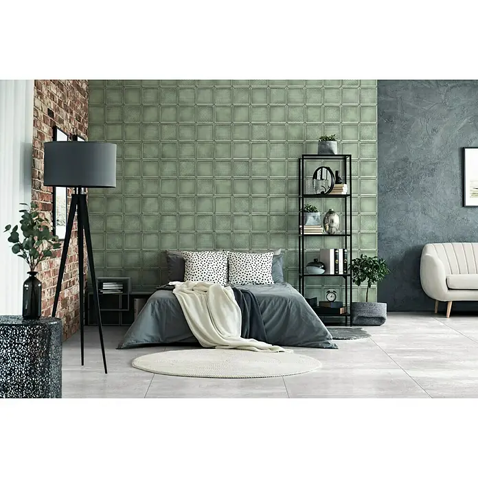 Wandfliese Cristal Green Brick - 20,1 x 20,1 cm, Grün, Glänzend - Vorderansicht