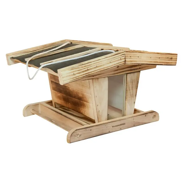 Windhager Vogelfutterhaus - L x B x H: 31,5 x 24,5 x 19,5 cm, Natur, Holz - Linke Seitenansicht