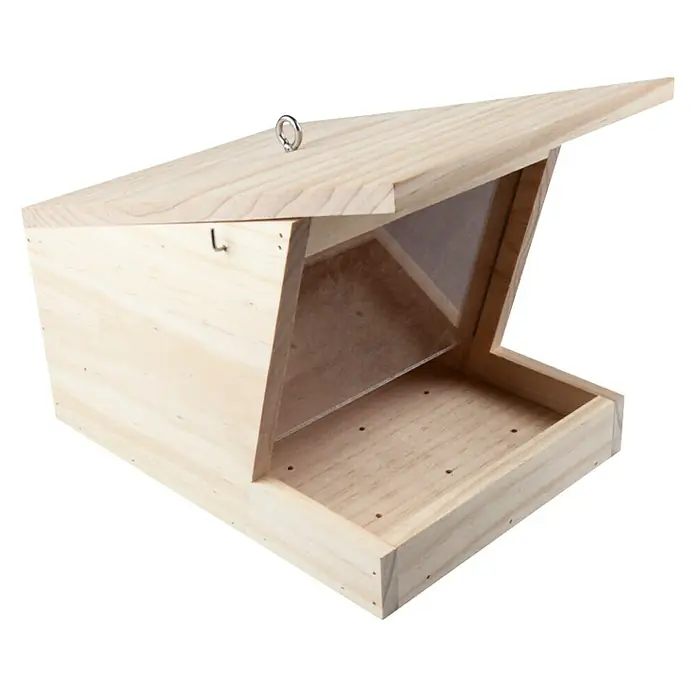 Windhager Vogelfutterhaus - 24,8 x 17,8 x 20 cm, Natur, Holz - Linke Seitenansicht