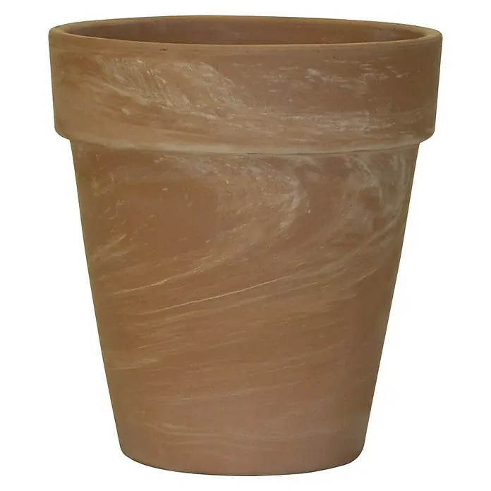 Deroma Pflanztopf Vasum - Außenmaß (Ø x H): 21 x 16,2 cm, Naturmaterialien, Terracotta, Weiß - Vorderansicht