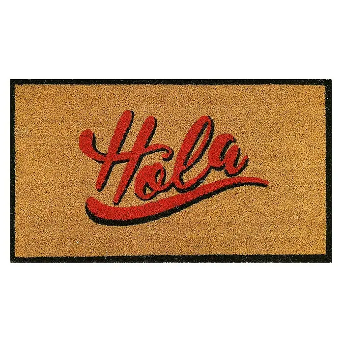 Felpudo de coco Hola - 70 x 40 cm, Estándar, Fibra de coco natural y PVC, Rojo