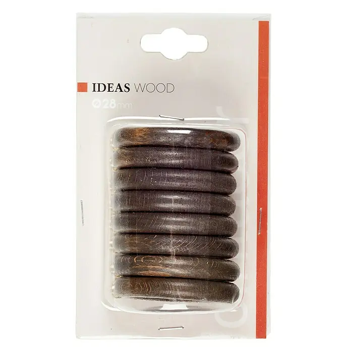Anilla para cortinas Ideas wood - 8 ud., 28 mm, Fume