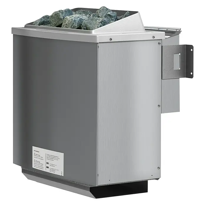 Karibu Massivholzsauna Mia - Mit 4,5 kW Bio-Ofen mit externer Steuerung, Mit Dachkranz und Beleuchtung, Material Tür: Massivholz, 184 x 224 x 202 cm