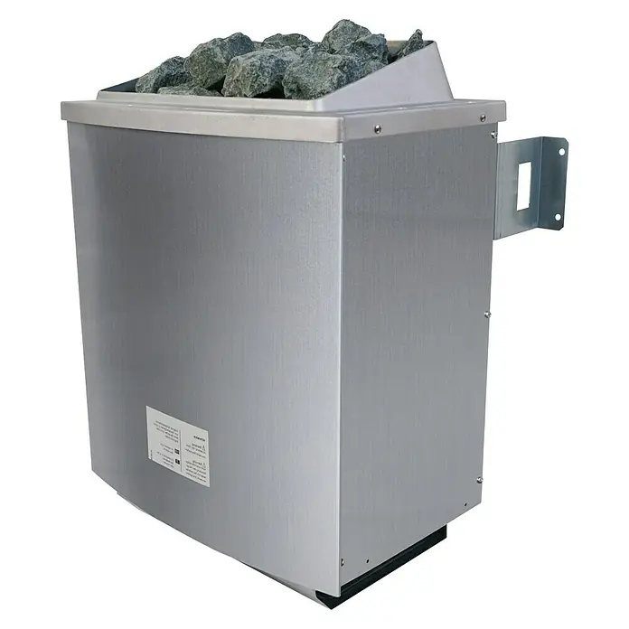 Karibu Massivholzsauna Svea - Mit 4,5 kW Saunaofen mit externer Steuerung, Mit Dachkranz und Beleuchtung, Material Tür: Ganzglas Klar, 160 x 224 x 202 cm