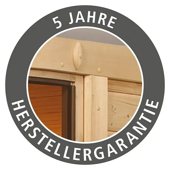Karibu Elementsauna Arvika - Mit 9 kW Bio-Ofen mit externer Steuerung, Ohne Dachkranz, Material Tür: Ganzglas Bronze, 231 x 231 x 198 cm