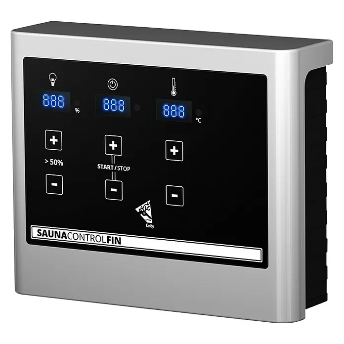 Karibu Elementsauna Bodo - Mit 4,5 kW Saunaofen mit externer Steuerung, Ohne Dachkranz, Material Tür: Ganzglas Bronze, 178 x 196 x 198 cm
