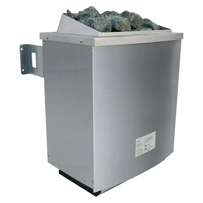 Karibu Elementsauna Horna - Mit 9 kW Saunaofen mit externer Steuerung, Ohne Dachkranz, Material Tür: Ganzglas Bronze, 196 x 231 x 198 cm