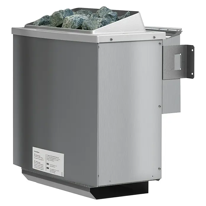 Karibu Massivholzsauna Mia - Mit 4,5 kW Bio-Ofen mit externer Steuerung, Mit Dachkranz und Beleuchtung, Material Tür: Ganzglas Klar, 184 x 224 x 202 cm