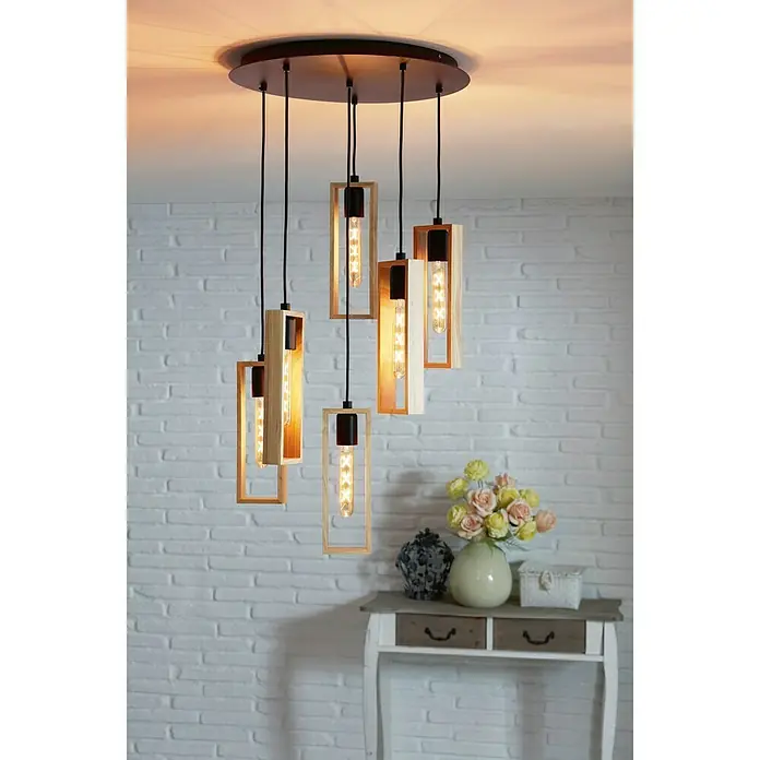 Eglo Lámpara colgante Littleton - 240 W, L x An x Al: 50 x 50 x 150 cm, Negro/marrón, E27
