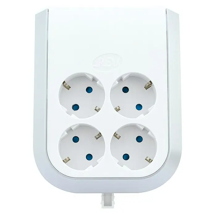 REV Steckdosenleiste - 4-fach, Weiß/Silber, 3.500 W - Vorderansicht