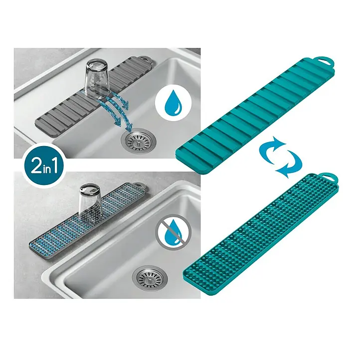 Metaltex Abtropfmatte Gravity Slim - 8 x 40 cm, Türkis - Anwendungsbeispiel