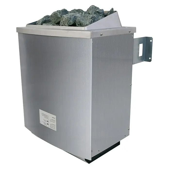 Karibu Massivholzsauna Jella - Mit 4,5 kW Saunaofen mit externer Steuerung, Ohne Dachkranz, Material Tür: Ganzglas Bronze, 145 x 195 x 187 cm - Rechte Seitenansicht