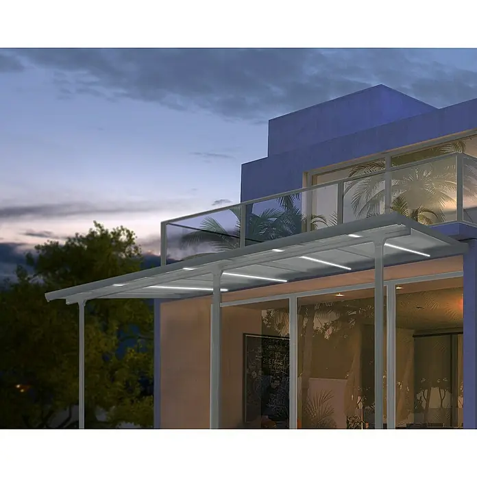 Terrassenüberdachung Tuscany LED - Tiefe: 3 m, B x H: 5,46 x 2,1 m, Silbergrau - Stimmungsaufnahme