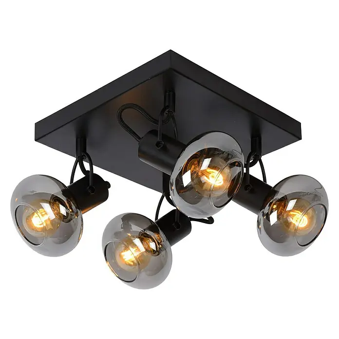 Lucide LED-Deckenstrahler Madee - 100 W, L x B x H: 23 x 23 x 18 cm, Schwarz - Vorderansicht
