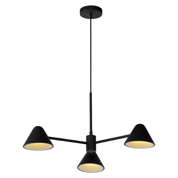 Lucide Devon LED-Pendelleuchte - Höhe: 65 cm, Schwarz - Vorderansicht