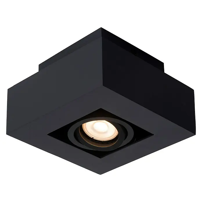 Lucide LED-Deckenleuchte Xirax - 5 W, L x B x H: 14 x 14 x 8,8 cm, Schwarz, Warmweiß - Ansicht von unten