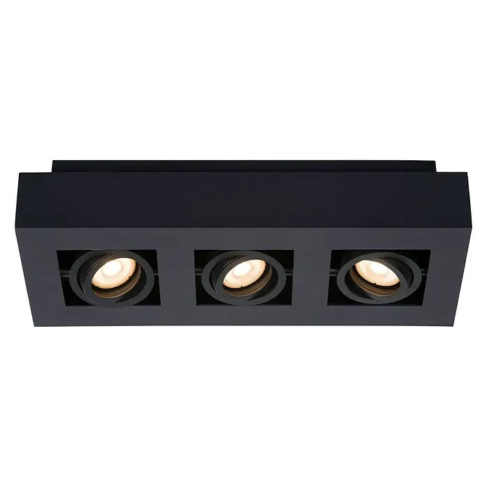 Lucide LED-Deckenleuchte Xirax - 15 W, L x B x H: 36 x 14 x 8,8 cm, Schwarz, Warmweiß - Ansicht von unten