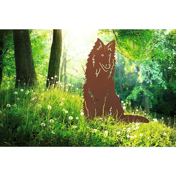 Ferrum Art Design Gartendeko Hund aus Metall - Höhe: 80 cm, Metall, Edelrost - Stimmungsaufnahme