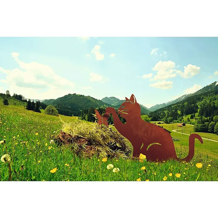 Ferrum Art Design Gartendeko Katze aus Metall - Höhe: 42 cm, Metall, Edelrost - Stimmungsaufnahme