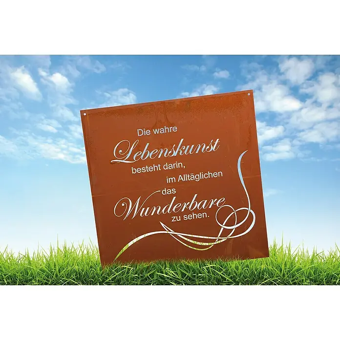 Ferrum Art Design Deko-Schild Gedichttafel Rost - Lebenskunst, Metall, B x H: 60 x 60 cm - Stimmungsaufnahme