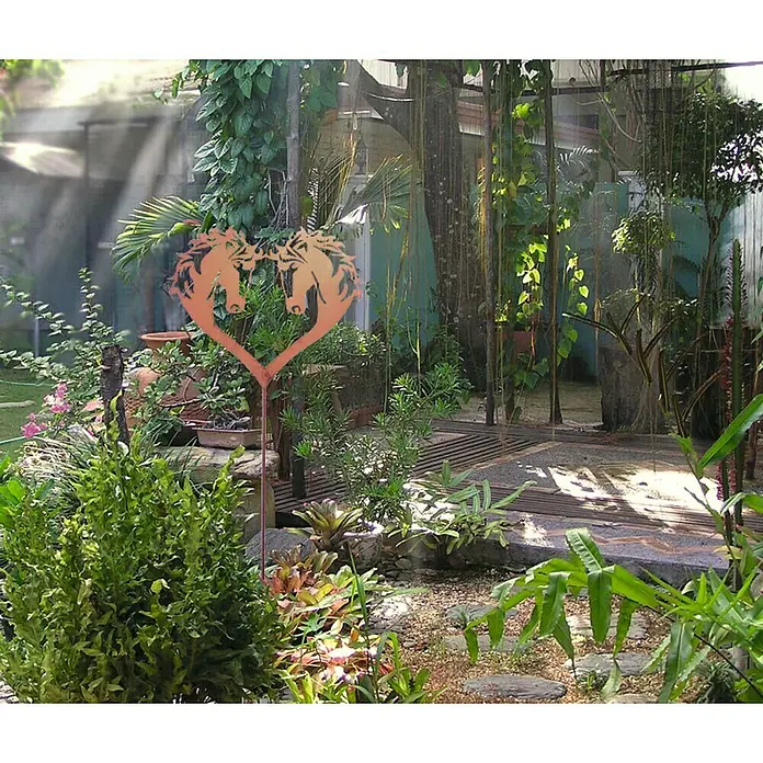 Ferrum Art Design Gartendeko Rost Gartenstab - Höhe: 125 cm, Pferde, Metall - Stimmungsaufnahme