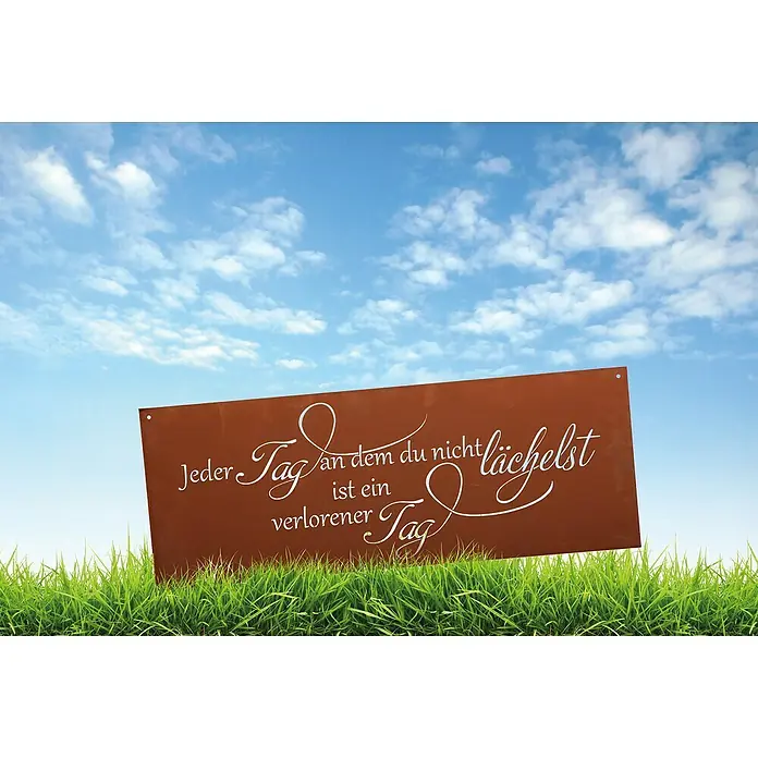 Ferrum Art Design Deko-Schild Gedichttafel Rost - Lächeln, Metall, B x H: 60 x 30 cm - Stimmungsaufnahme
