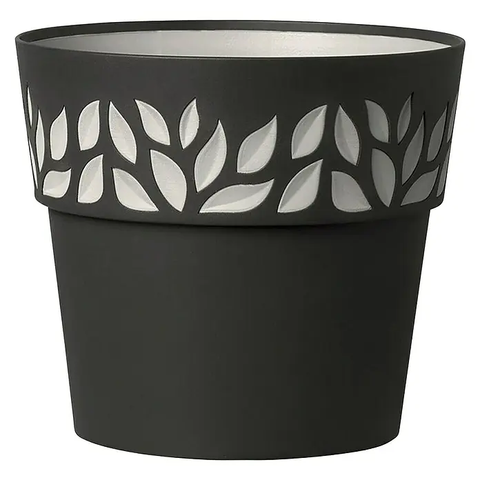 Blumentopf Cloe mit Bewässerung - Ø x H: 25 x 25 cm, Grafit, Kunststoff - Vorderansicht