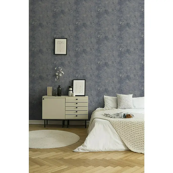 AS Creation Neue Bude 2.0 ED II Vliestapete Roststruktur - Grau/Blau, Uni, 10,05 x 0,53 m - Stimmungsaufnahme
