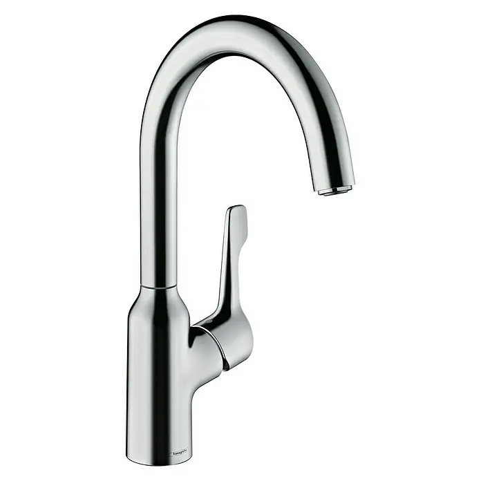 Hansgrohe Spültischarmatur Focus M43 - Chrom, Matt, Hoher Auslauf - Linke Seitenansicht