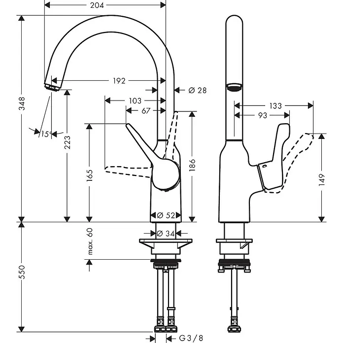Hansgrohe Spültischarmatur Focus M43 - Chrom, Matt, Hoher Auslauf